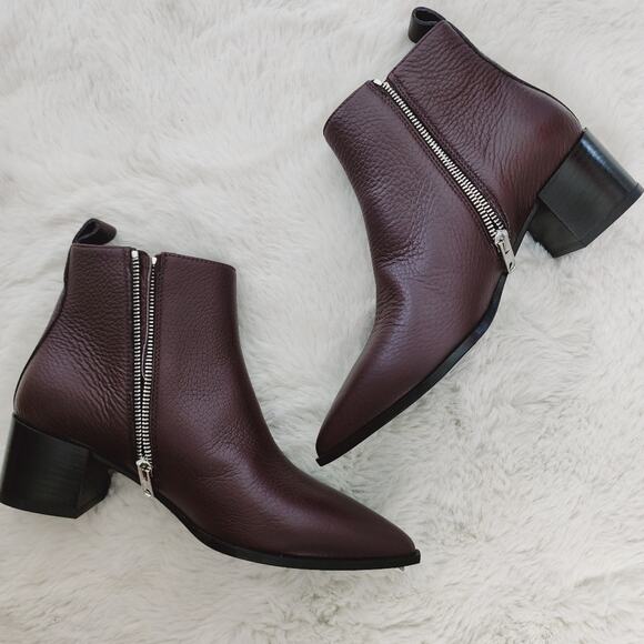 NEW Everlane The Boss Boot Ankle Point Toe Bootie Pebbled Leather in Burgundy - Picture 4 of 10